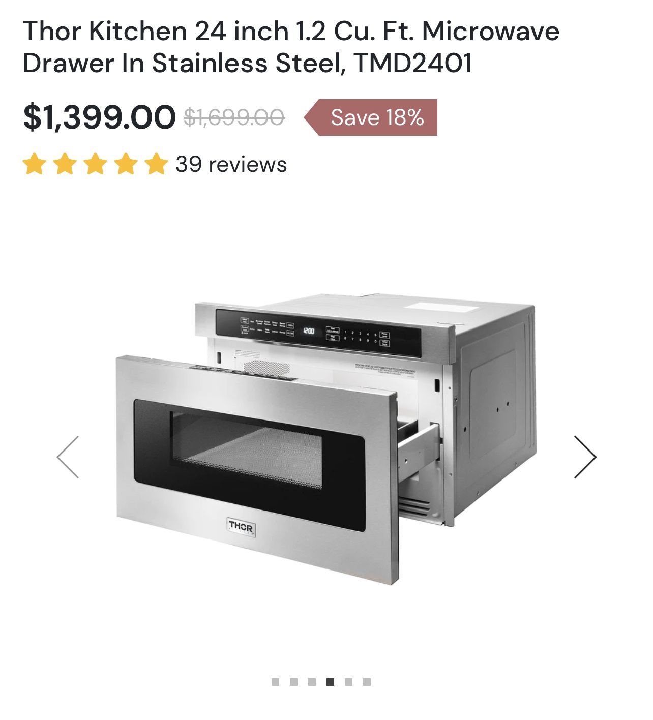 Thor Kitchen 24 Microwave Drawer in Stainless (TMD2401)