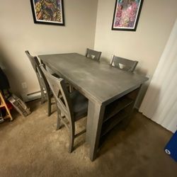 Kitchen Table Counter Height w/ 4 Chairs And Storage