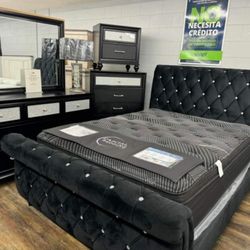 AP- Kyrie Black Queen Upholstered Bed/ Fast Delivery - Financing 