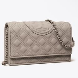 Tory Burch Fleming Leather Chain Wallet