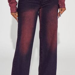  Tinted Non Stretch Wide Leg Jeans 