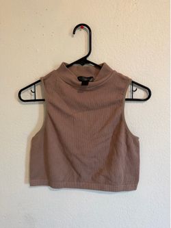 ESSENTIALS  Brown Ribbed SleevelesS Preppy  Layering SIZE L