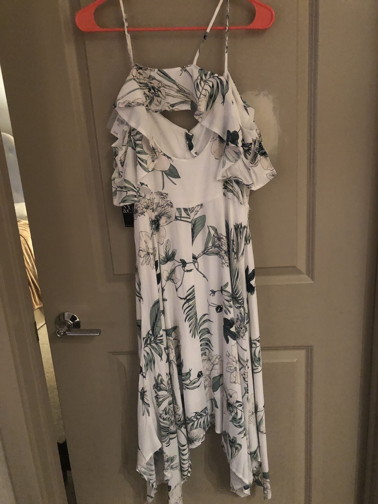 New York and Company Off the Shoulder Floral Dress