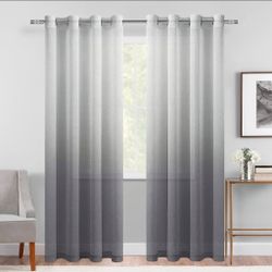 DWCN Grey Ombre Sheer Curtains 84 Inches Long for Living Room 2 Panels Set
Gray Decorative Faux Linen Sheer Curtains for Bedroom, Dining Room, Modern 
