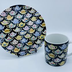 Vintage Discontinued Department 56 “Tea Leaves” Coffee Mug & Side Salad Plate