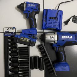 Kobalt 1/4-in Impact Driver and  1/2-in Impact Wrench  With Socket Set Craftsman 