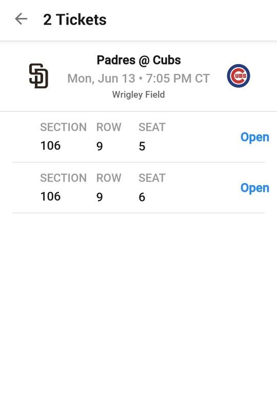 2 CUBS TICKETS