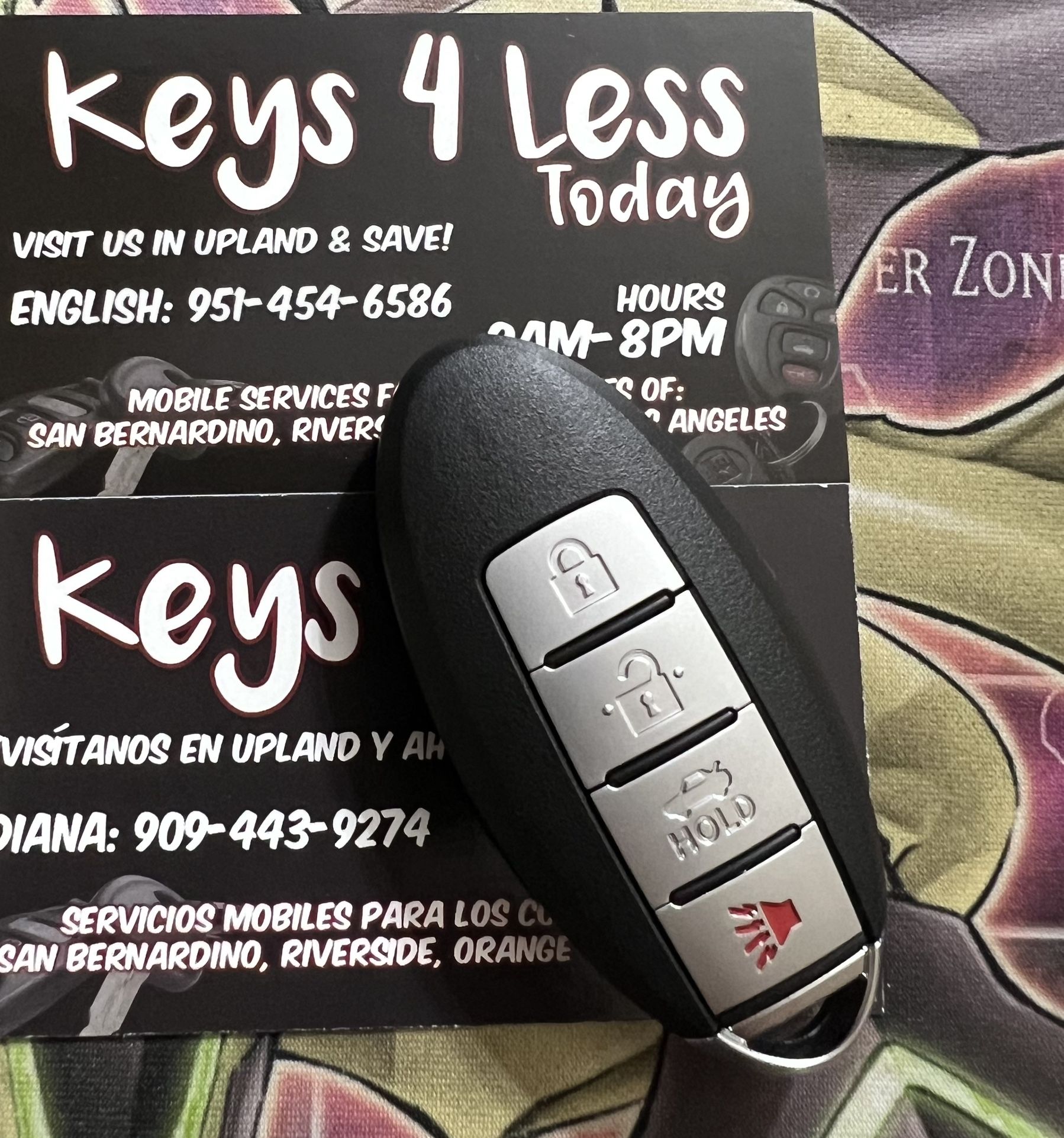 [$120 in Pomona/Upland] Nissan Infiniti 4-Button Push Start Remote Copy (Altima, Versa, 350z, Sentra, Murano Pathfinder Maxima, G35, G37, Q50/60 FX35)