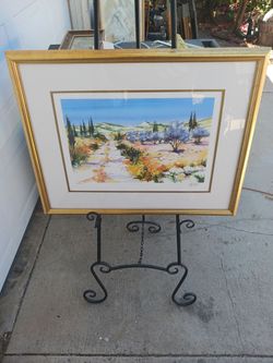 Vintage framed Path to tje Village 2 limited edition lithograph signed Ella Fort with COA