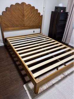 Wooden headboard and bed frame (queen)