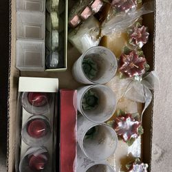 Box Full of Candles & Candleholders