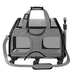 Katziela Luxury Pet Rider Pro Removable Wheels & Double Telescopic Handle Airline-Approved