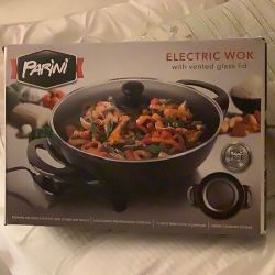 Parini electric wok with vented glass led I deliver