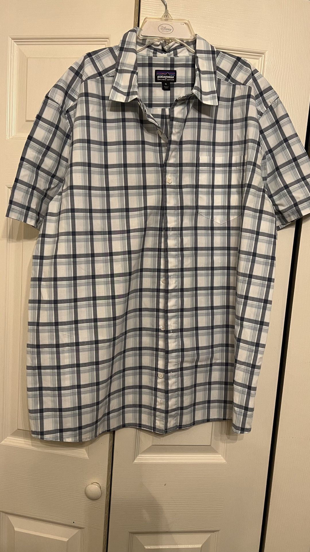Patagonia Organic Cotton Plaid Button Up Short Sleeve Shirt Mens Size XL 