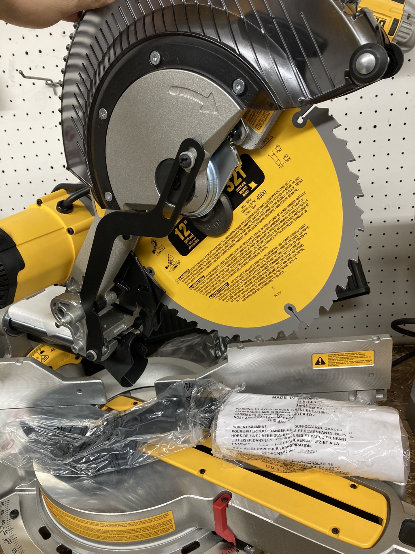 DEWALT 15 Amp Corded 12 in. Double Bevel Sliding Compound Miter Saw, Blade Wrench & Material Clamp