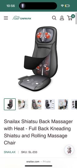 Snailax Shiatsu Back Massager with Heat - Full Back Kneading Shiatsu and Rolling Massage Chair