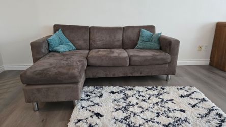 Brown Microfiber Sectional Sofa with  Chaise