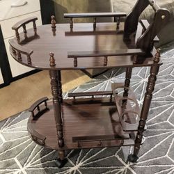 Cherry Brown wine serving cart wood and laminated