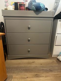 Gray 3-Drawer Dresser with Changing Topper