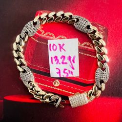 10K Yellow Gold Bracelet For Wedding 13.2Gr 7.5 Inches Long 