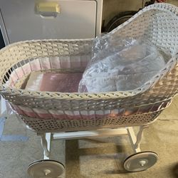 Vintage Wicker Bassinet 