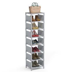 8 Tier Vertical Shoe Rack Narrow Shoe Shelf Entryway Space Saving Shoe Organizer