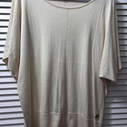 Xl. Michael Kors. Beige Short Sleeve Sweater 