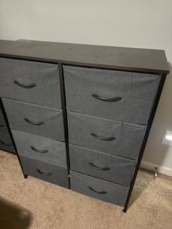 8 Drawer Fabric Dresser for Bedroom, Tall Storage Tower, Dark Grey
