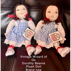 Vintage Wizard Of Oz Dorothy Beanie Plush Doll