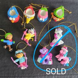 Christmas Miniature Ornaments Lot of 7 Sesame Street, Dora
