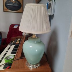 Vintage 1986 Celadon Green Ceramic Touch Lamp – Working Mid-Century Style