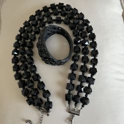 There Two Pieces A  Necklace And A Bracelet They’re Beautiful. The Color Is Black.both For 45 Total 