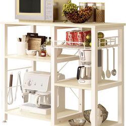 Soges 3-Tier Kitchen Baker's Rack Utility Microwave Oven Stand Storage Cart Workstation Shelf , White Oak