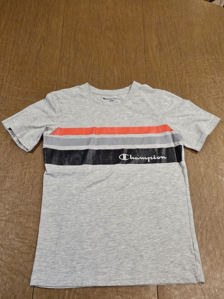 Champion Boys  T Shirt Athletic Wear Crew Neck Gray Size: 18/20 Lightweight New