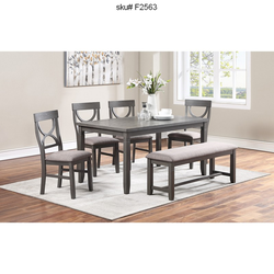 6PCS DINNING SET (TABLE+4 CHAIRS+BENCH) GREY