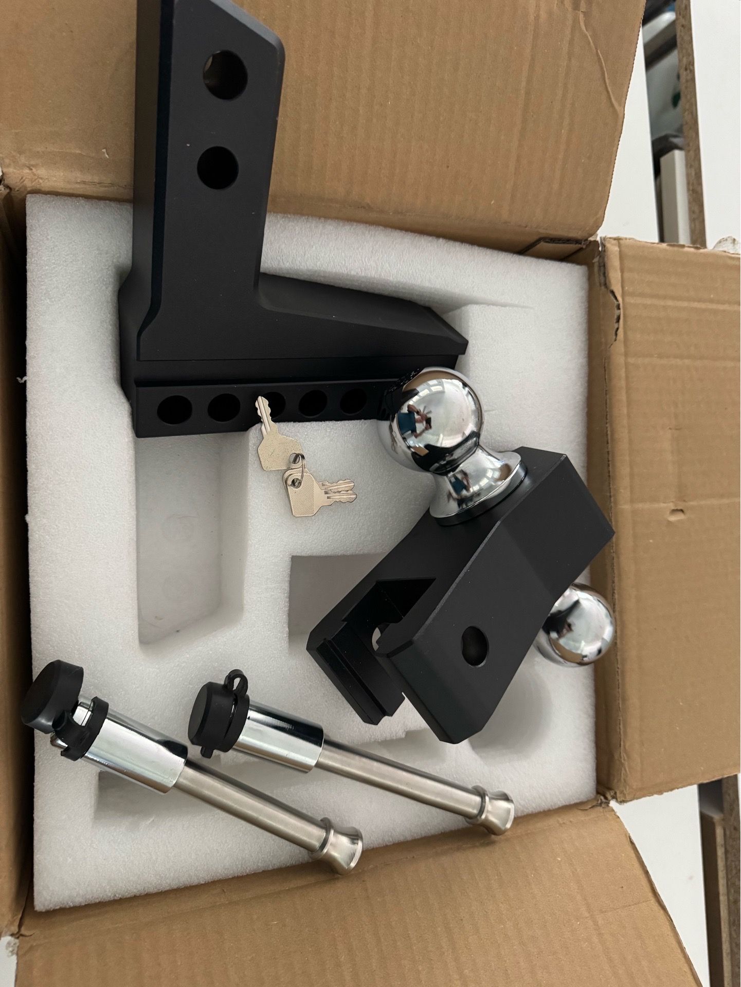 LOCAME Adjustable Trailer Hitch, Fits 2-Inch Receiver, 6-Inch Drop/Rise Aluminum Drop Hitch,12,500 LBS GTW-Tow Hitch For Heavy Duty Truck With Double