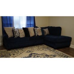 Blue Two Piece Sectional Sofa 