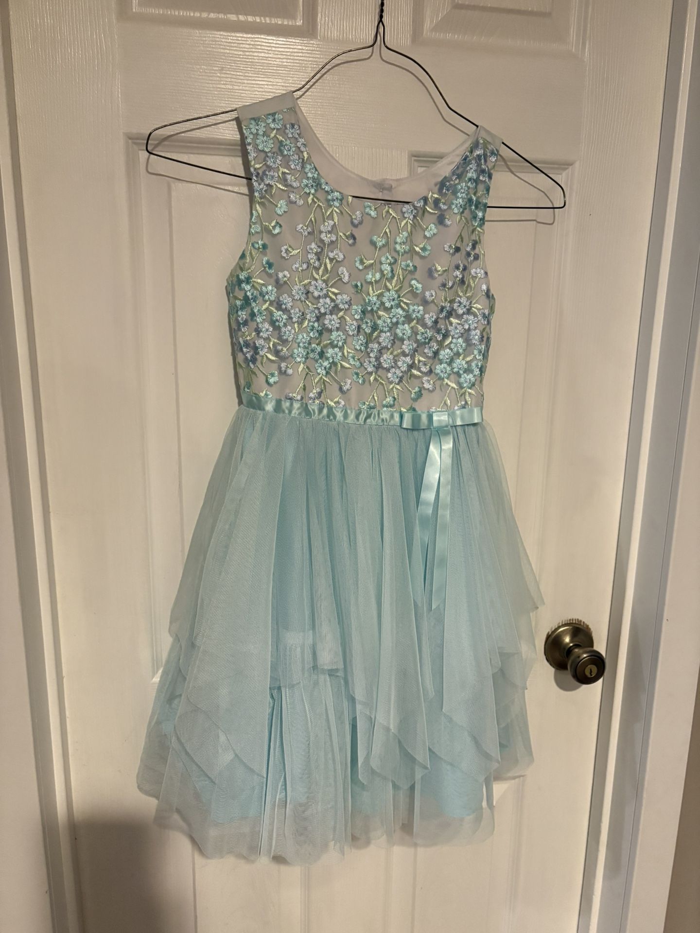 Jona Michelle Aqua Floral Layered Dress