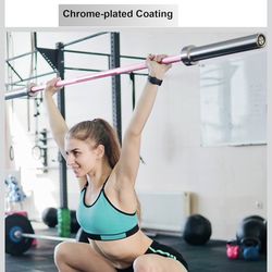 Pink Chrome Olympic Barbell Bar, 2 Inch 35 Pound Weight Bar