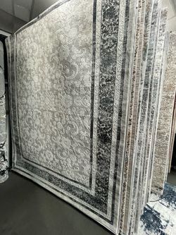 Large Gray Floral Area Rug