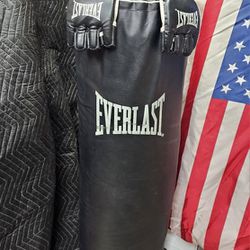 Everlast 45" HEAVY Bag Like New With Gloves