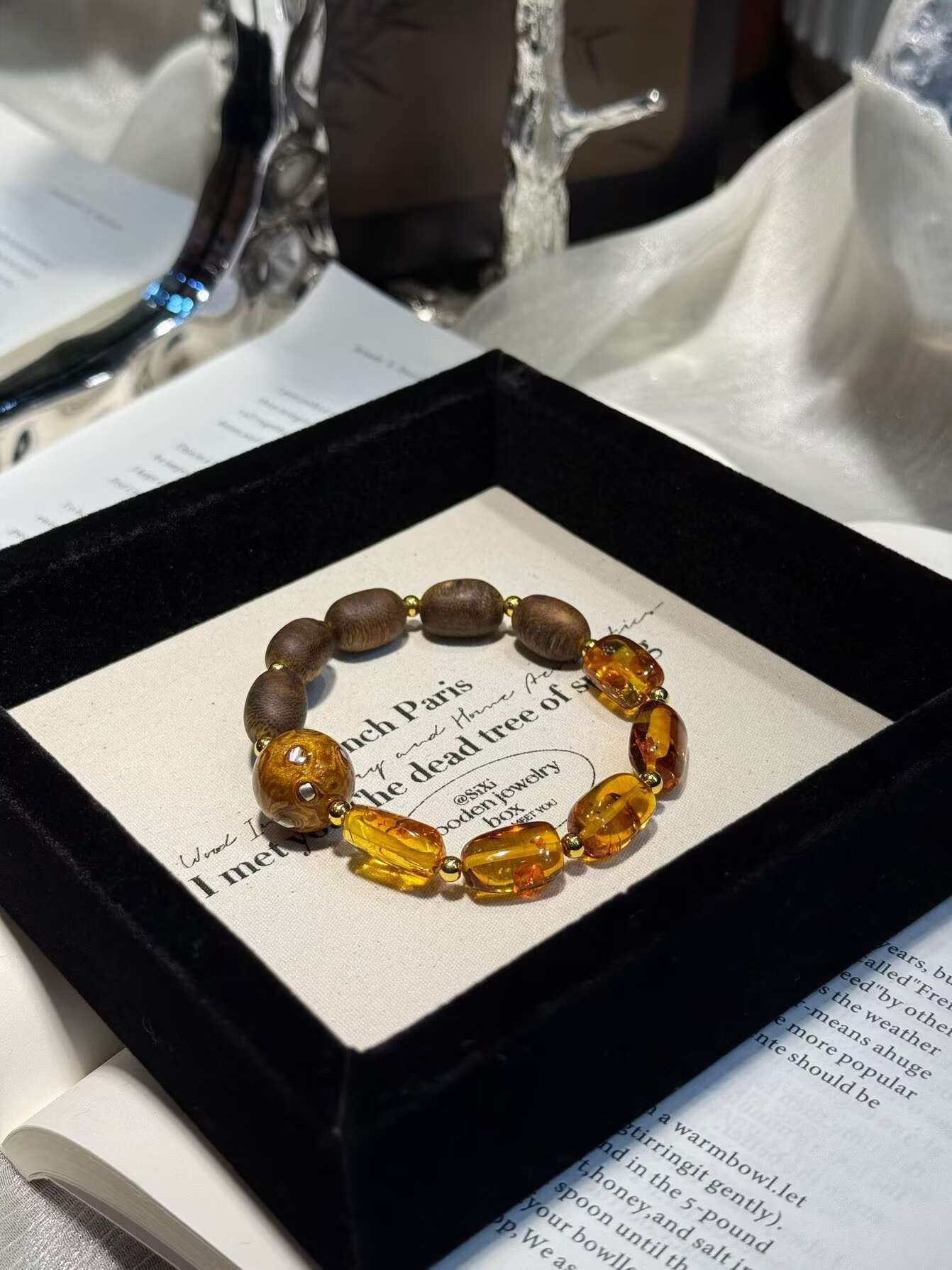 Agarwood and beeswax bracelet