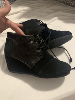 Tom Black Suede Wedges