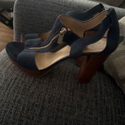 Michael Kors Navy Suede Platform Heels