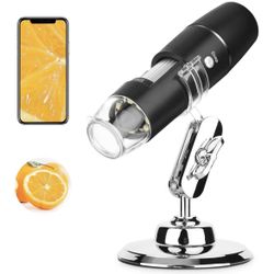 Handheld Digital Microscope Wireless Portable for Kids Adults 50x-1000x Magnification with 360 Rotate Stand Compatible with iOS/Android iPhone, iPad