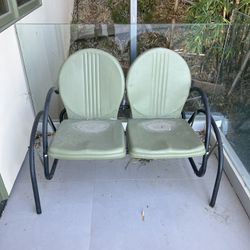 Antique Metal Glider Loveseat 