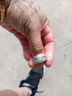 Silver Ring Set with Stone Detail