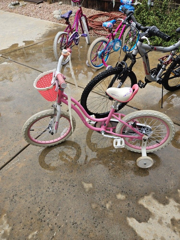 Pink And White Girls Bike