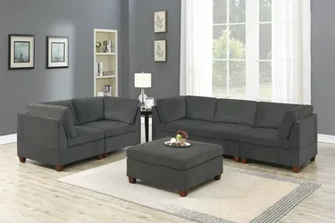 Brand New Grey Super Plush Chenille Modular Sofa & Loveseat w Ottoman