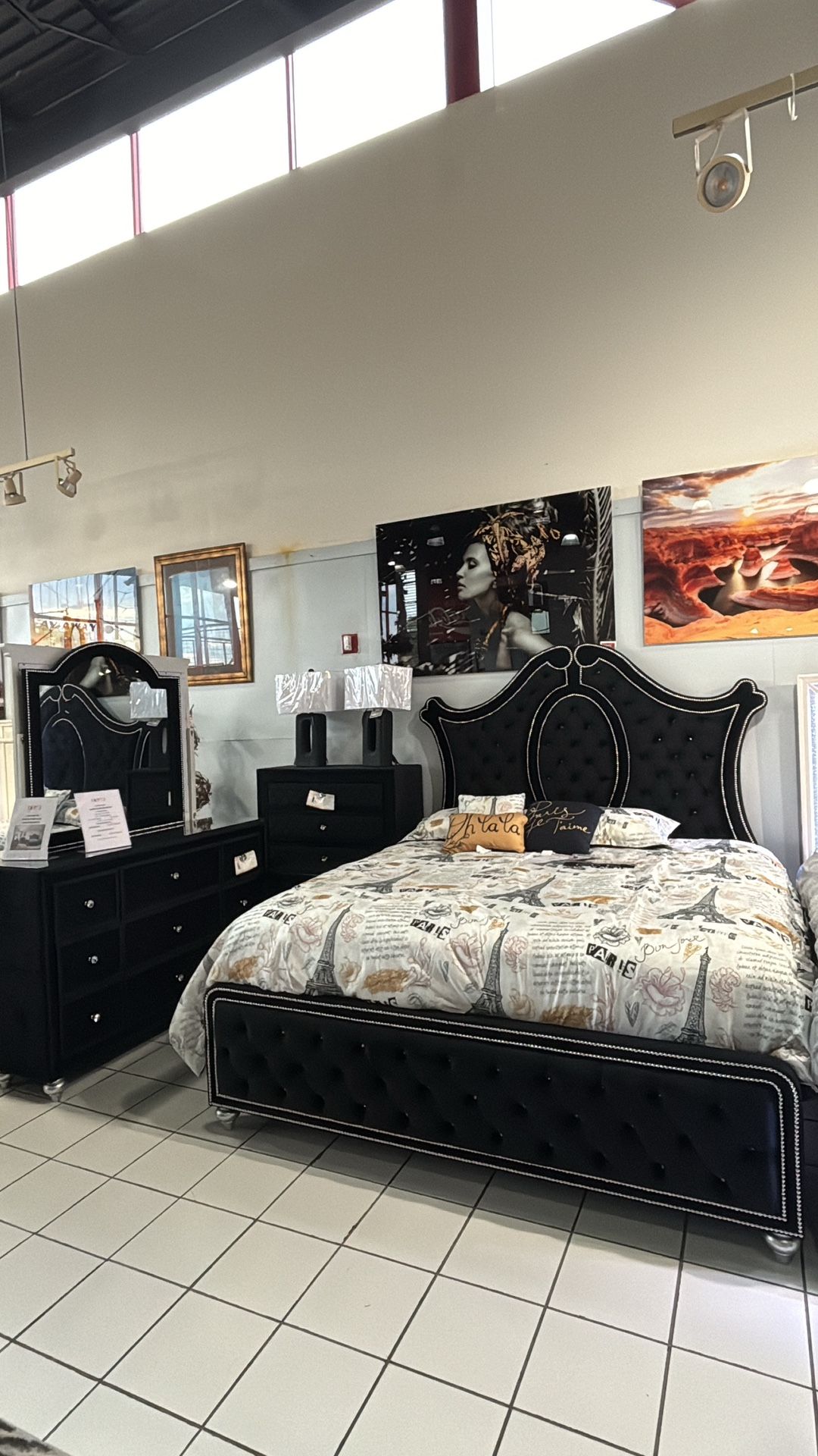 Beautiful King Size Bedroom Set - Brand New - At Furniture Expo